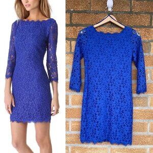DIANE VON FURSTENBERG  Royal Blue Lace Mini Dress 4